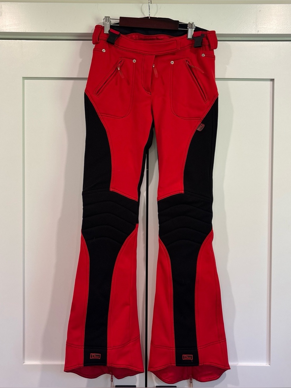Christian Dior by John Galliano Y2K Ski Pants Red Black Flare Bell Bottom